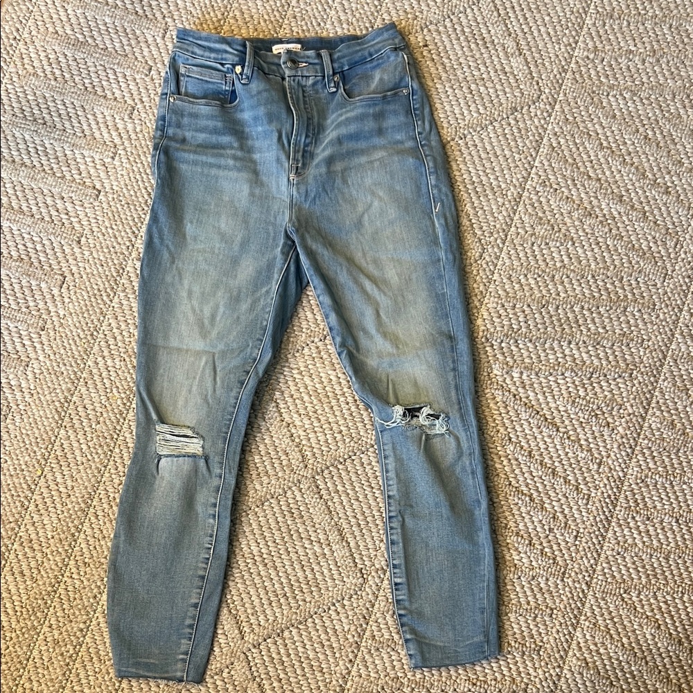 Good American Light Blue Distressed Skinny Jeans
